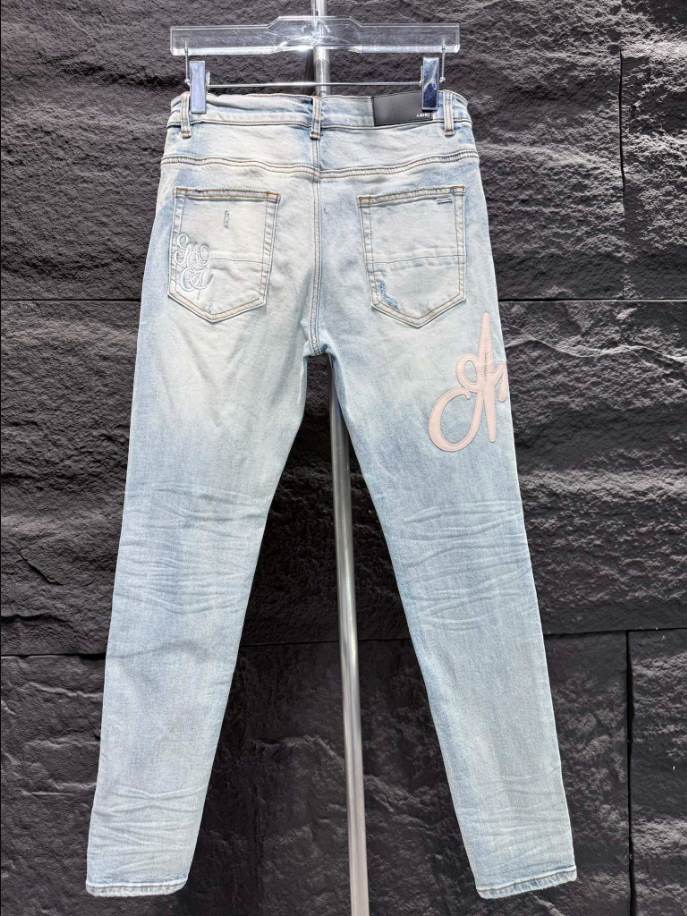 Amiri Men Blue Script Logo Jeans – AMIJ017