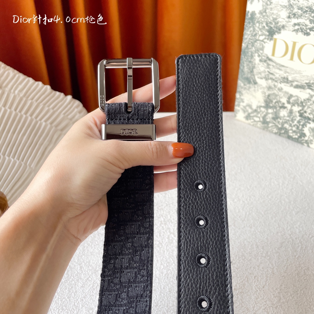 Black Dior Oblique Jacquard and Black Grained Calfskin Belt – DB026