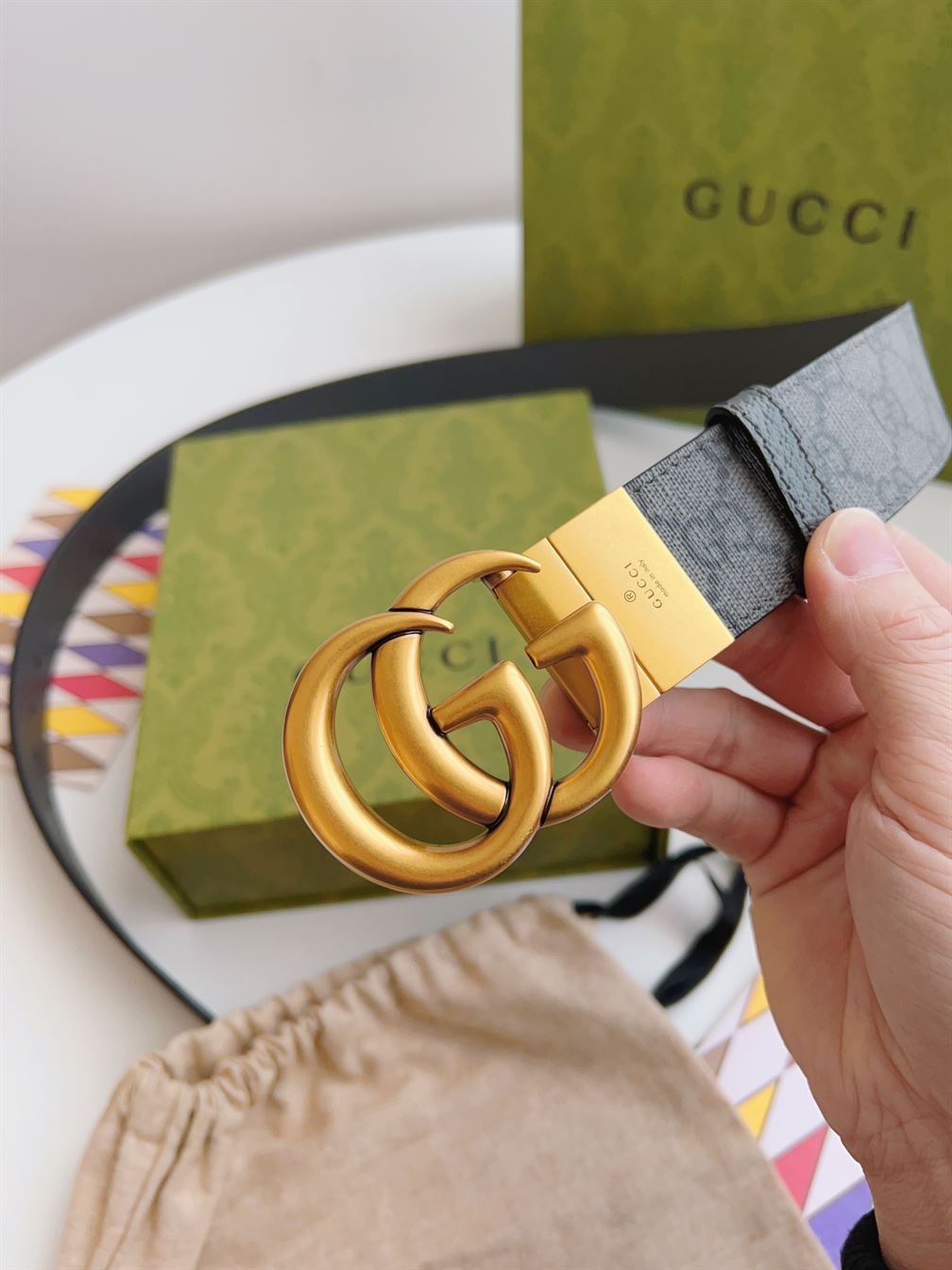 GUCCI LEATHER BELT WITH DOUBLE G – GB031