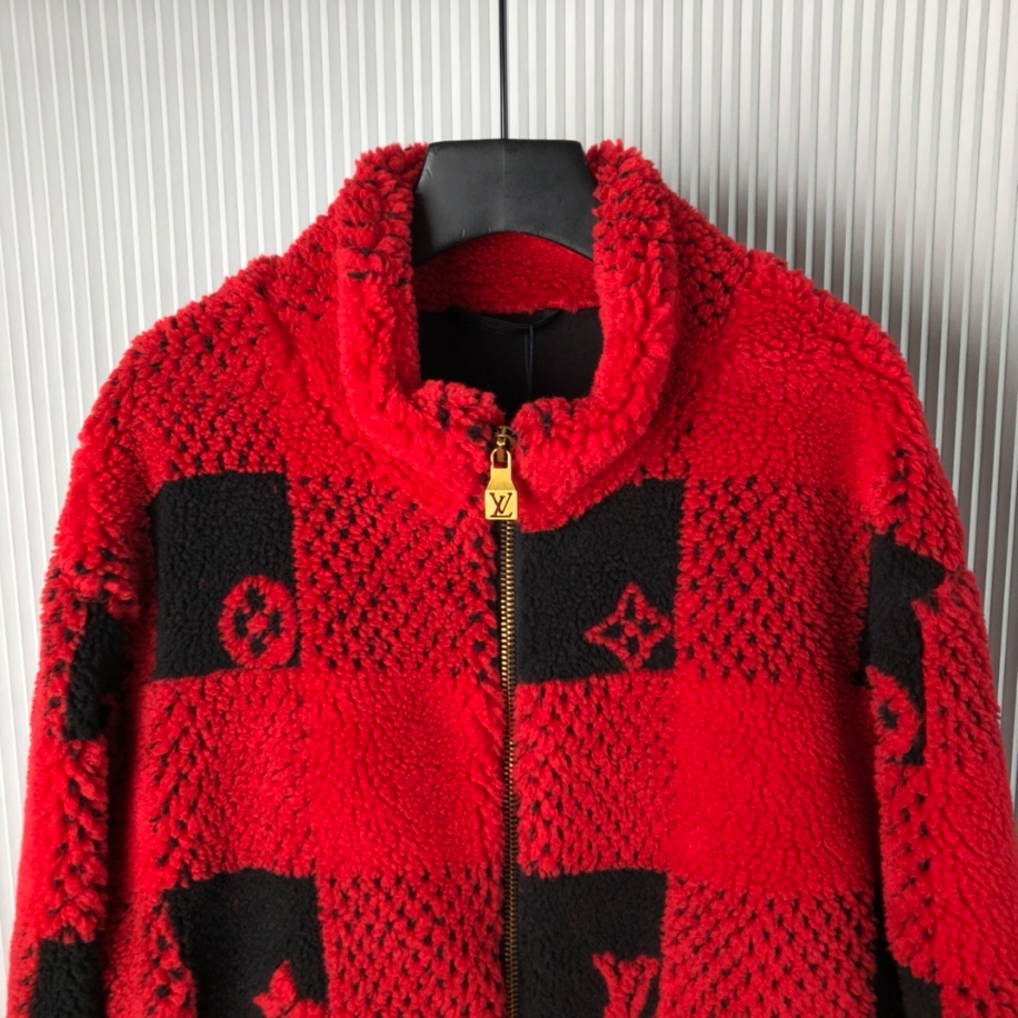 Louis Vuitton Damier Fleece Red Plaid Coat – LVC051