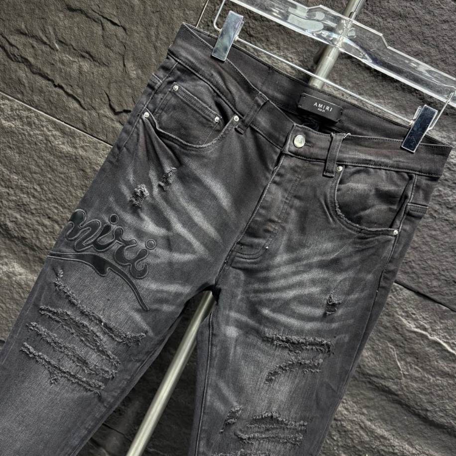 Amiri Black Ripp Logo Black Jeans – AMIJ031