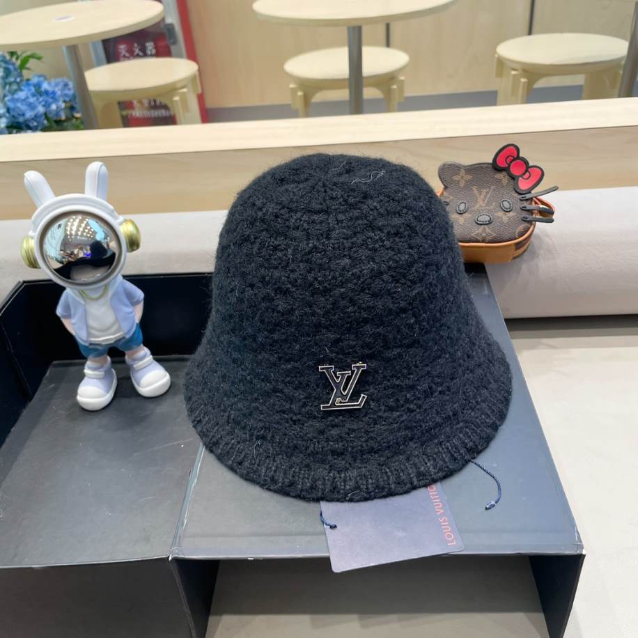 Louis Vuitton Bucket Logo LV Black Hats – LVC007