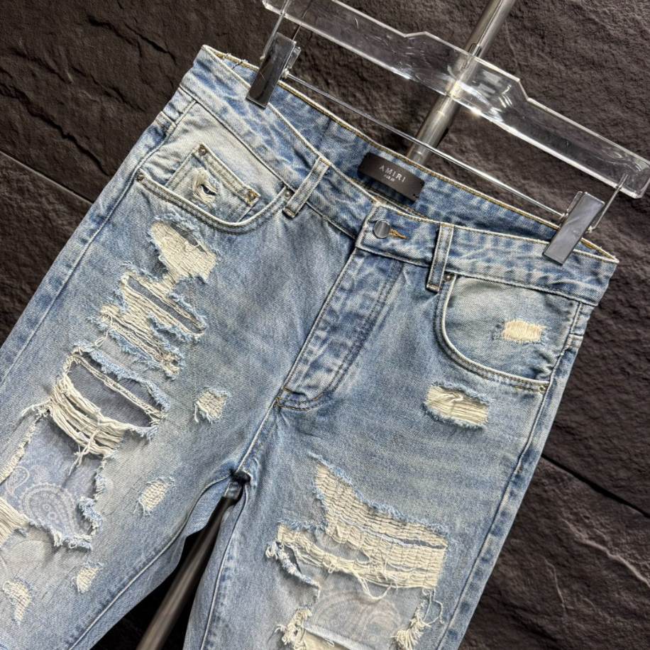 Amiri Ripp Blue White Jean – AMIJ002