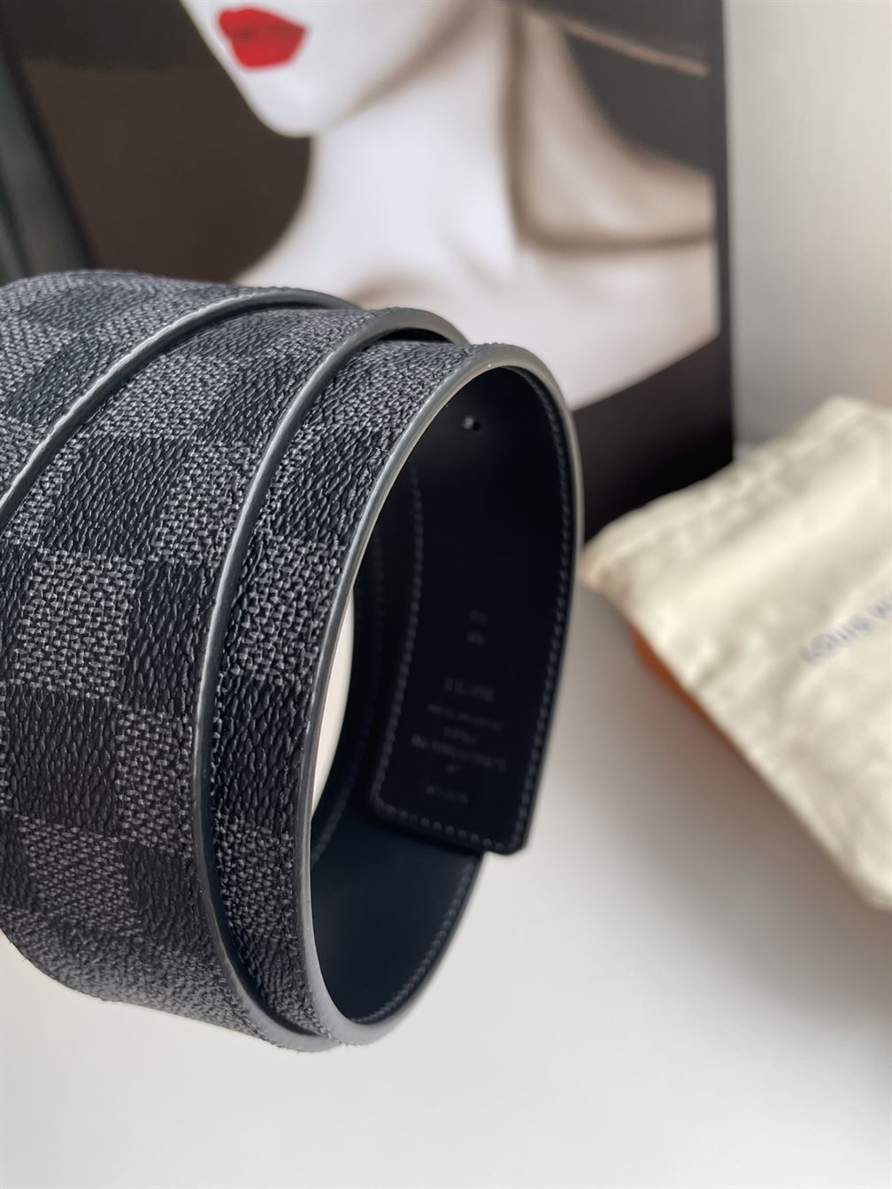 LOUIS VUITTON BELT INITIALES DAMIER GRAPHITE BLACK GREY – LBE019