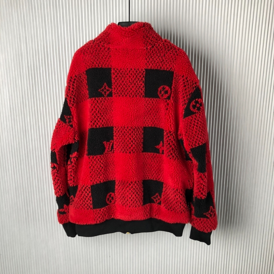 Louis Vuitton Damier Fleece Red Plaid Coat – LVC051
