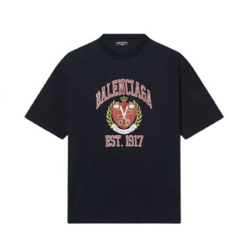 BALENCIAGA MEN’S COLLEGE T-SHIRT MEDIUM FIT IN BLACK – BAS010