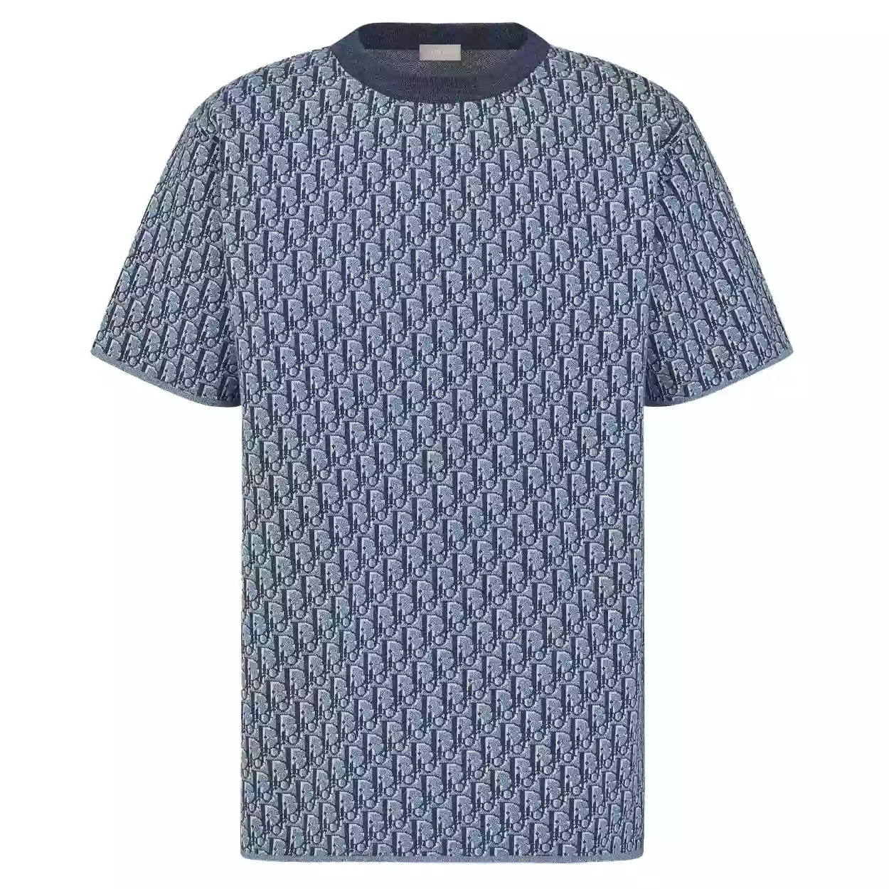 DIOR OBLIQUE T-SHIRT RELAXED FIT BLUE COTTON JACQUARD – DOT043