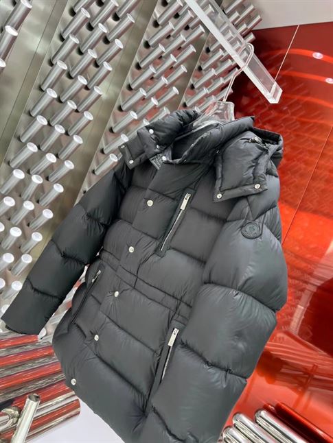 MONCLER BLACK BAUGES LEATHER-TRIMMED DOWN JACKET – MC083