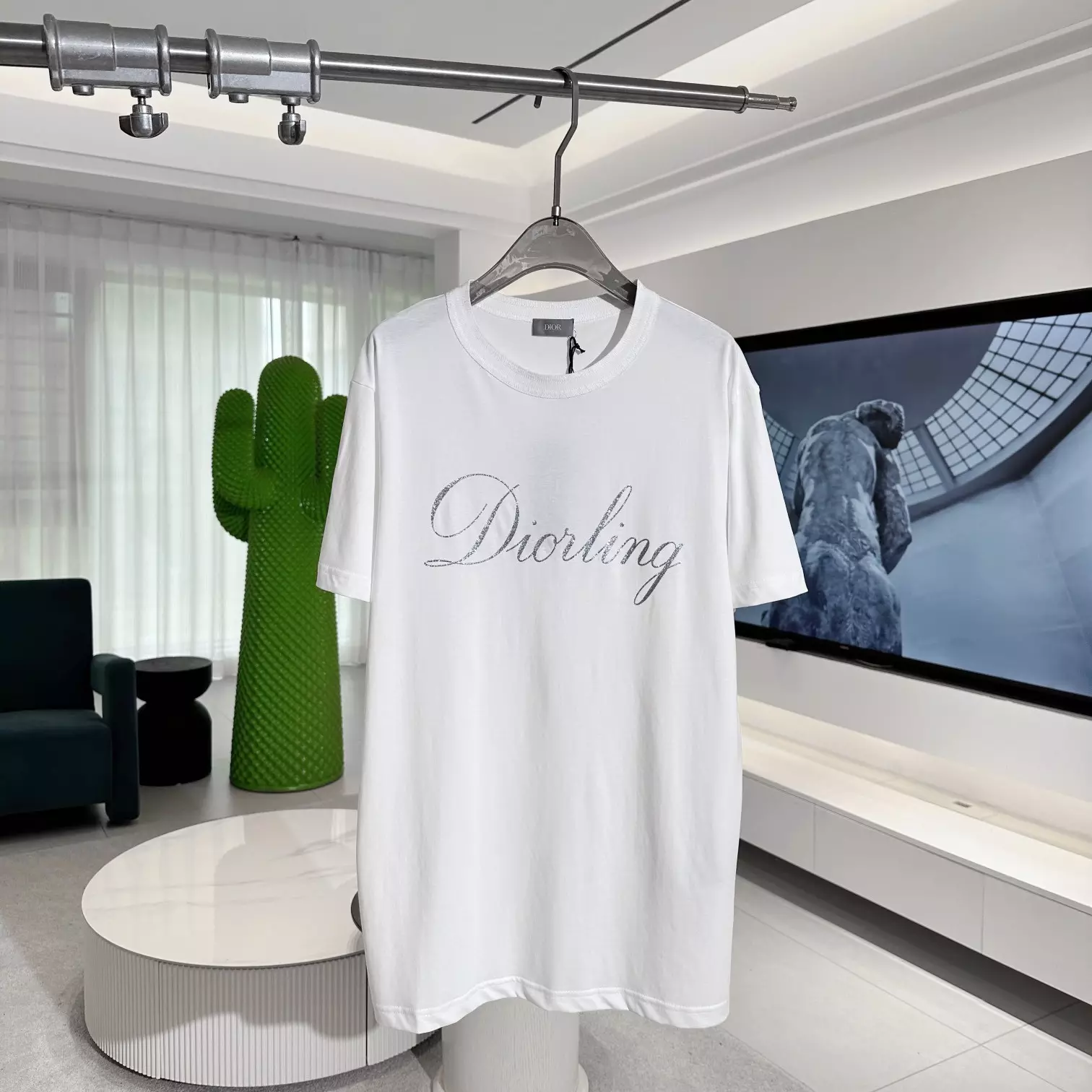 DI0RLING T-SHIRT, REGULAR FIT WHITE COTTON JERSEY – DOT031