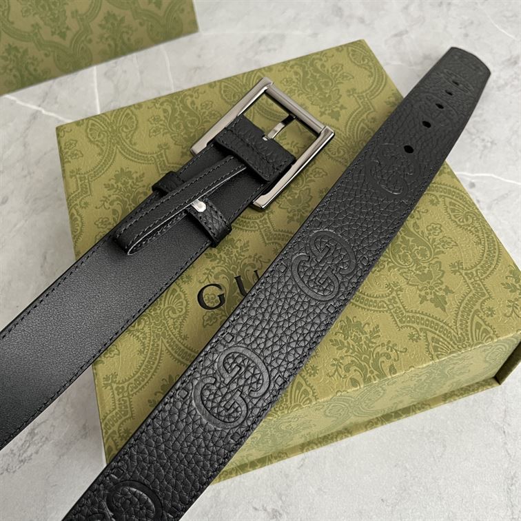 GUCCI GG RUBBER-EFFECT LEATHER BELT – GB049