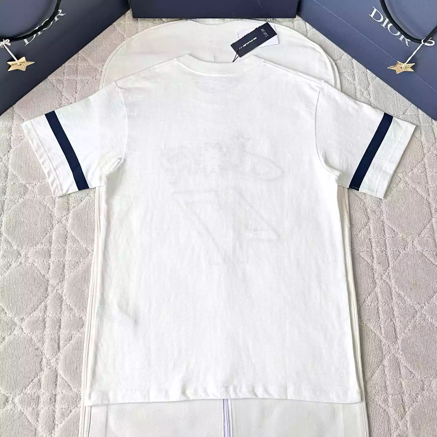 DIOR AND LEWIS HAMILTON T-SHIRT RELAXED FIT WHITE SLUB COTTON JERSEY – DOT028