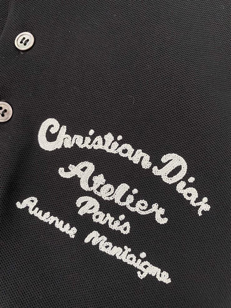 CHRISTIAN DIOR ATELIER’ POLO SHIRT BLACK COTTON PIQUÃ‰ – DOT018