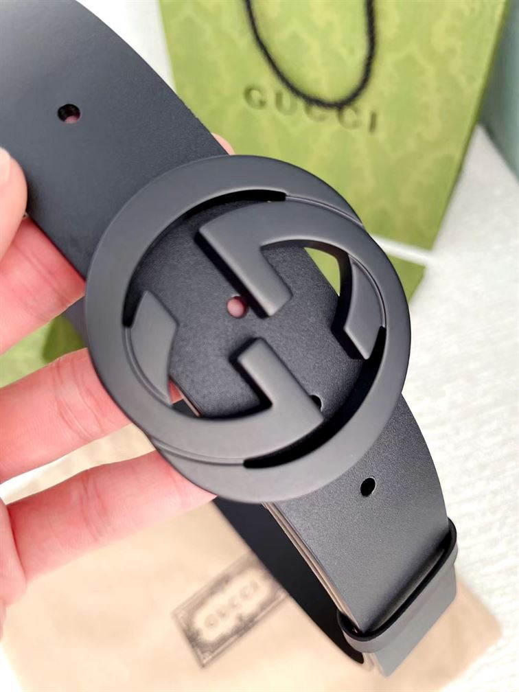 GUCCI LEATHER BELT WITH INTERLOCKING G – GB006