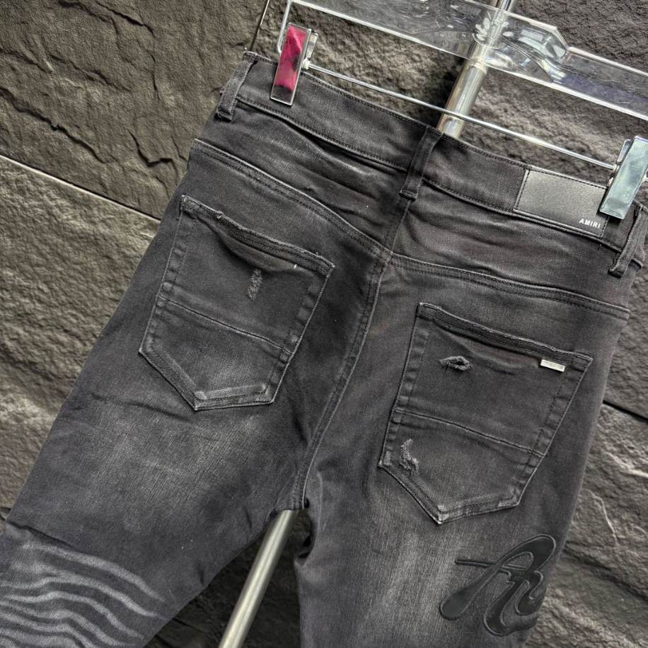 Amiri Black Ripp Logo Black Jeans – AMIJ031