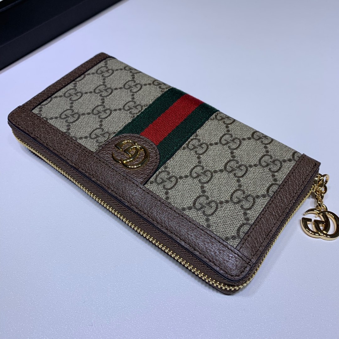 GUCCI OPHIDIA GG ZIP AROUND WALLET BEIGE- WLG026