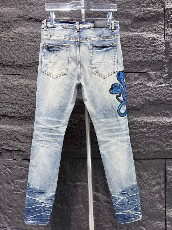 Amiri Men Blue Patch-Detail Jeans – AMIJ018