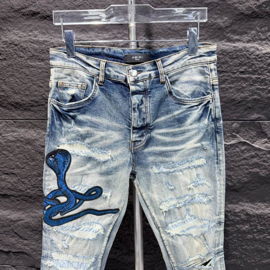 Amiri Men Blue Patch-Detail Jeans – AMIJ018