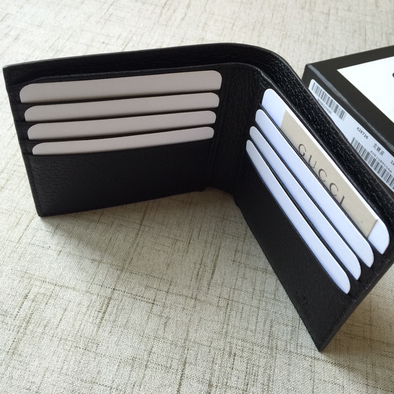 GG MARMONT LEATHER BI-FOLD WALLET IN BLACK- WLG025