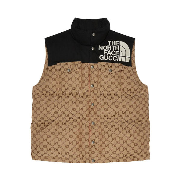 GUCCI X THE NORTH FACE GG PADDED VEST BLACK EBONY BEIGE – GCJ043