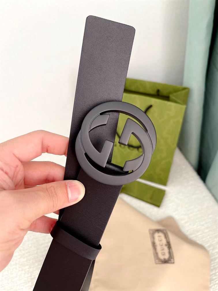 GUCCI LEATHER BELT WITH INTERLOCKING G – GB006