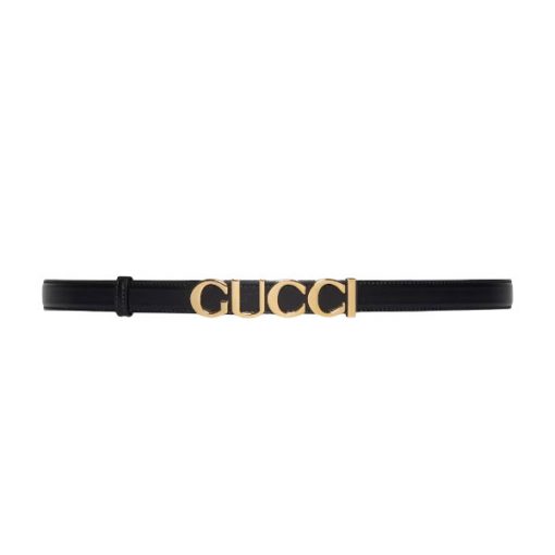 GUCCI BUCKLE THIN BELT BLACK LEATHER – GB024