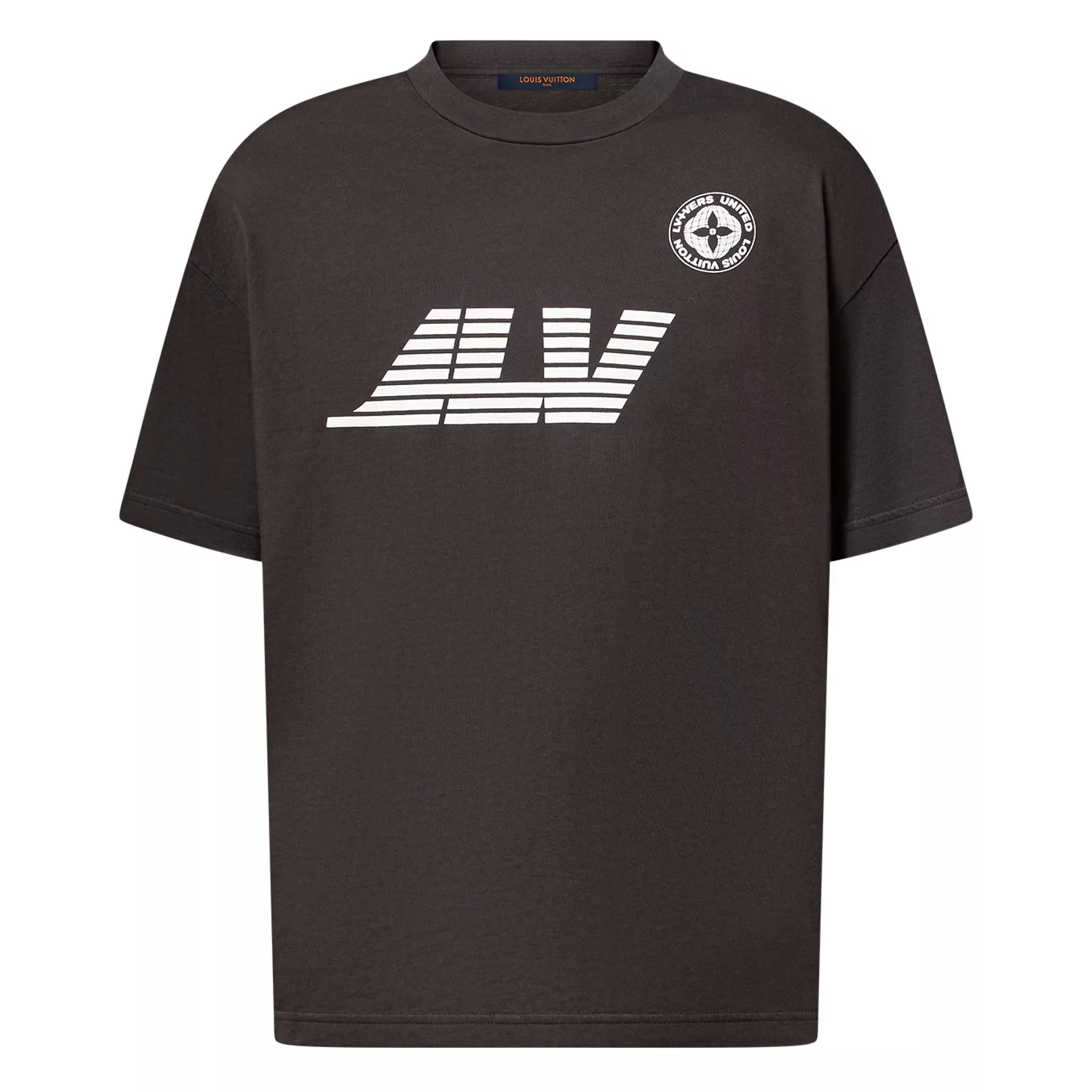 WASHED PRINTED COTTON T-SHIRT DARK EBONY – LVTS136