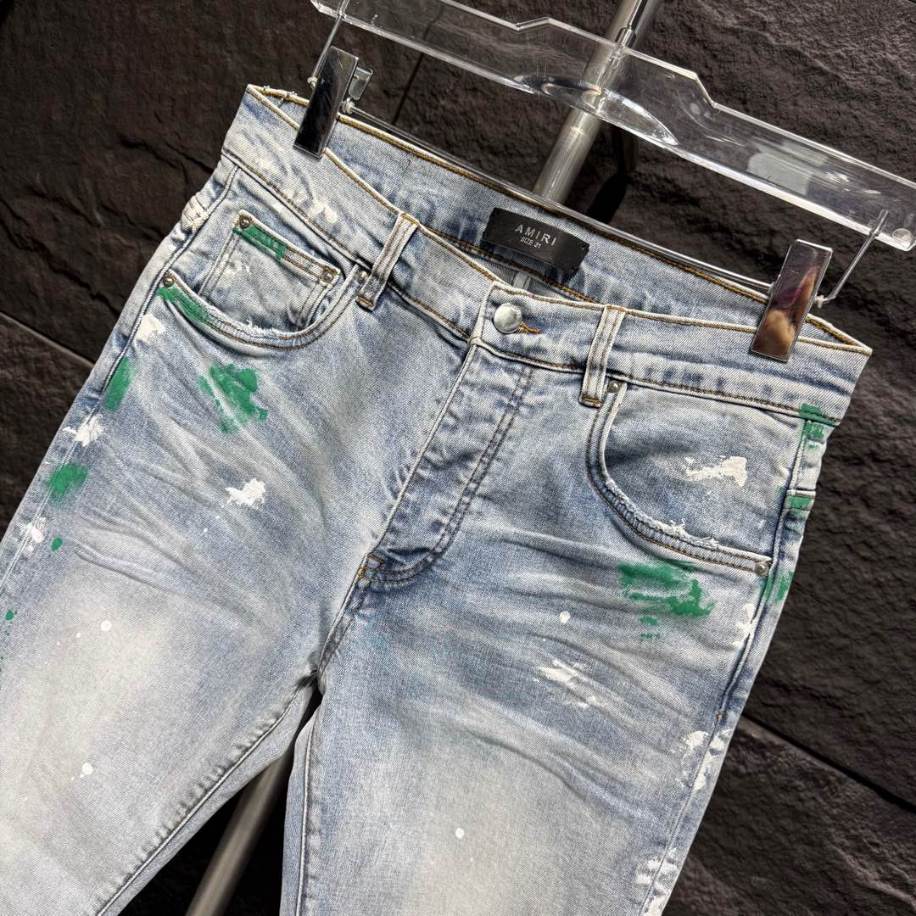 Amiri Paint Splatter Green Yellow Jeans – AMIJ035