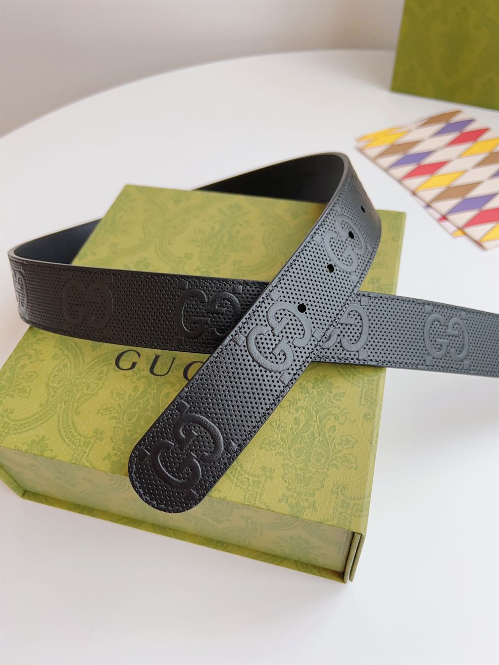 GUCCI GG BELT WITH RECTANGULAR BUCKLE – GB044