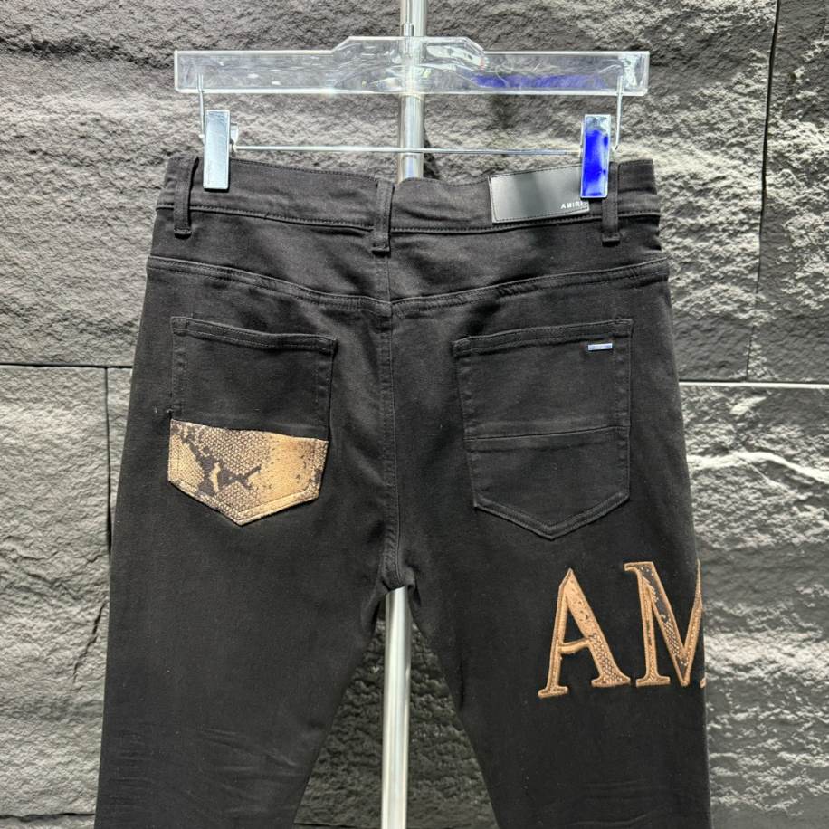Amiri Logo Yellow Black Jeans – AMIJ006