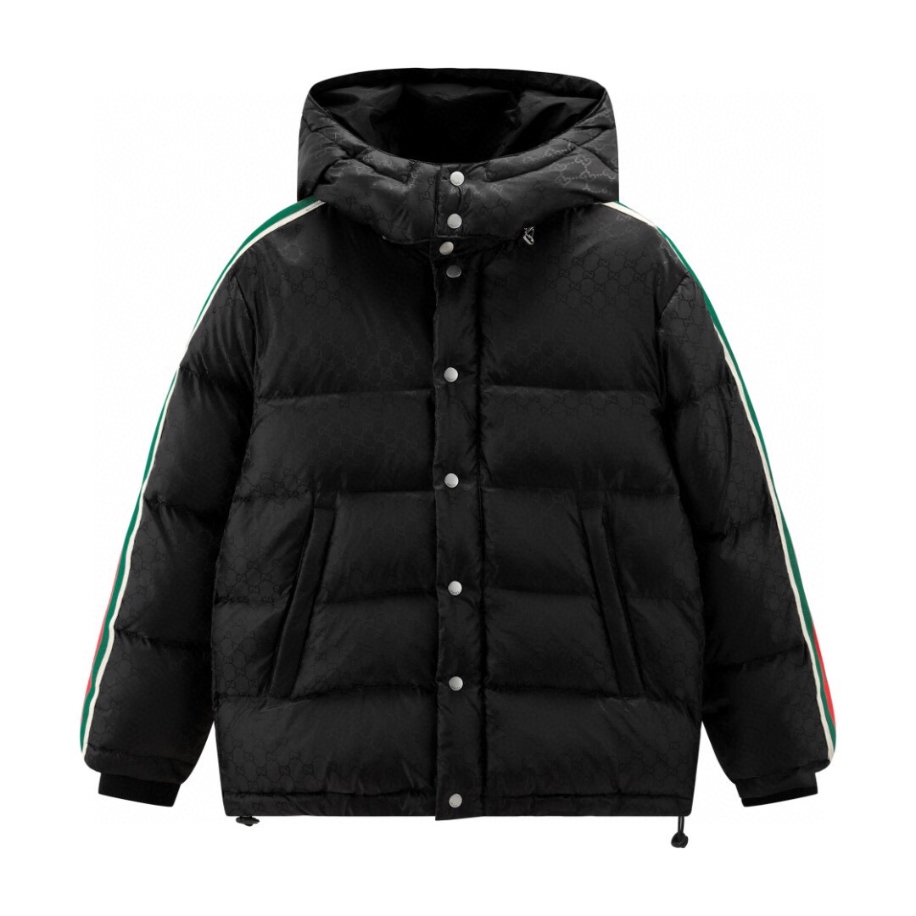 GUCCI Nylon Jacquard With Web Black Coat – GCJ048