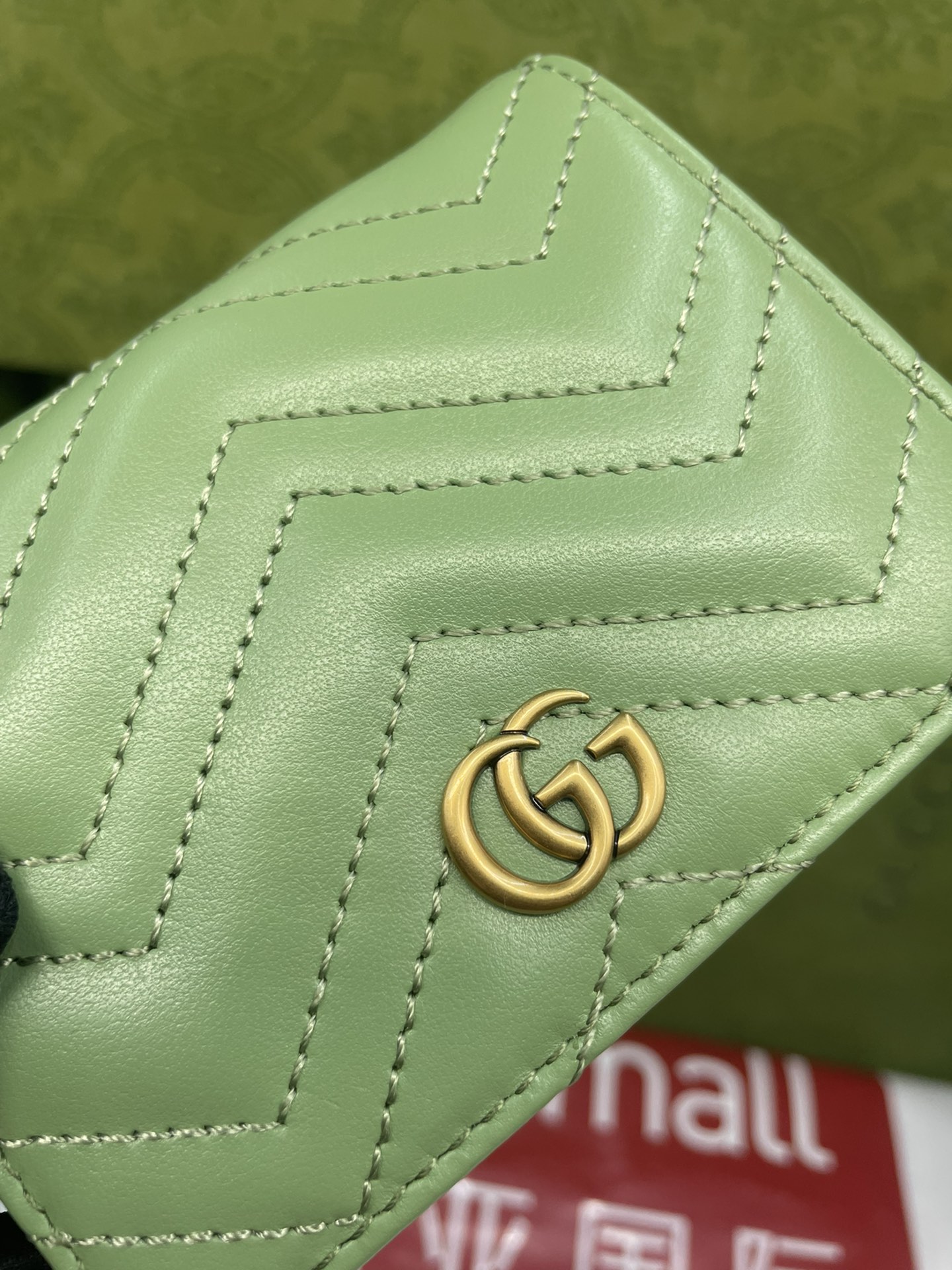 GUCCI GG MARMONT BIFOLD WALLET DOUBLE G QUILTED LEATHER GREEN – WLG050