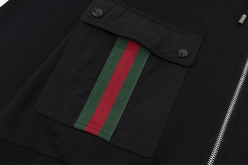 GUCCI WEB STRIPE COTTON JERSEY JACKET IN BLACK – GCJ027