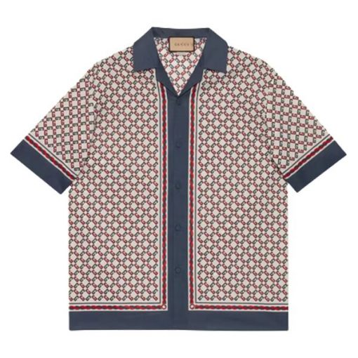 GUCCI GEOMETRIC G PRINT MUSLIN BOWLING SHIRT – GGS023
