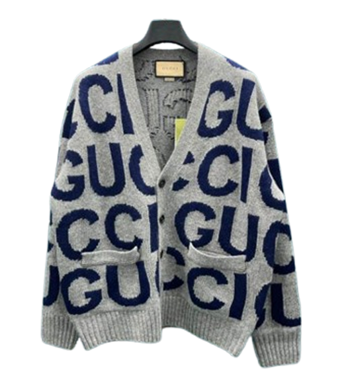 Gucci Grey Wool All-Over Logo Knitwear – GCK062