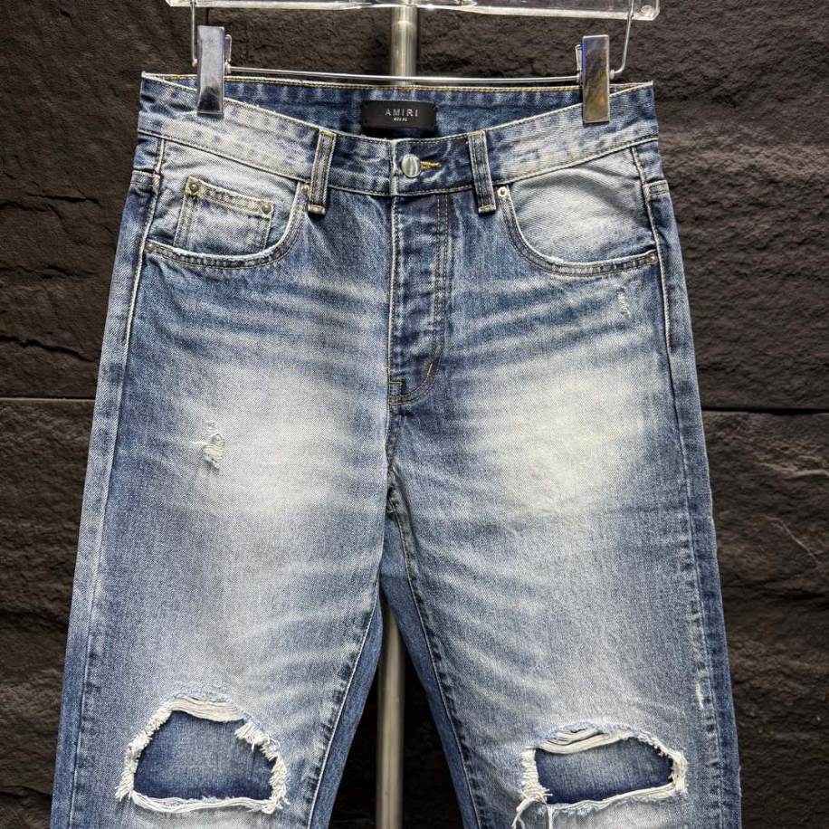 Amiri Ripp Double Knee Blue Jeans – AMIJ041