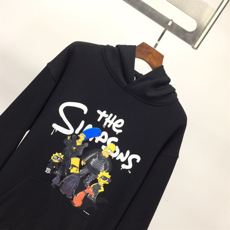 BALENCIAGA MEN SIMPSONS TM AND 20TH TELEVISION HOODIE WIDE FIT IN BLACK – BH014