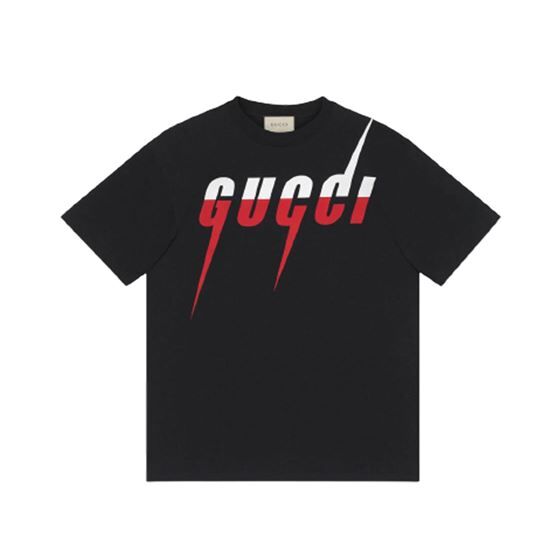 GUCCI BLACK COTTON T-SHIRT WITH GUCCI BLADE PRINT – GGS010