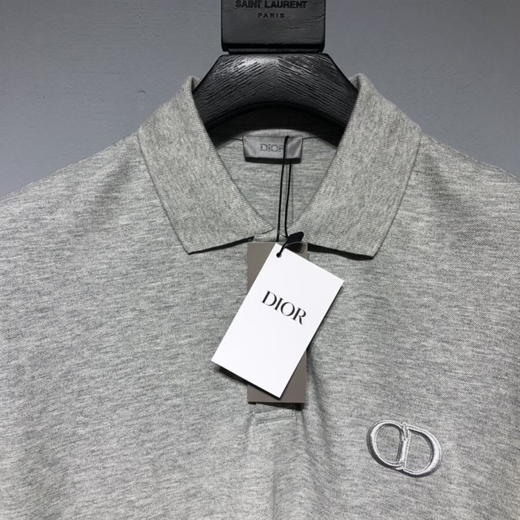 DIOR CD ICON POLO SHIRT GRAY COTTON PIQUÃ‰ – DOT024