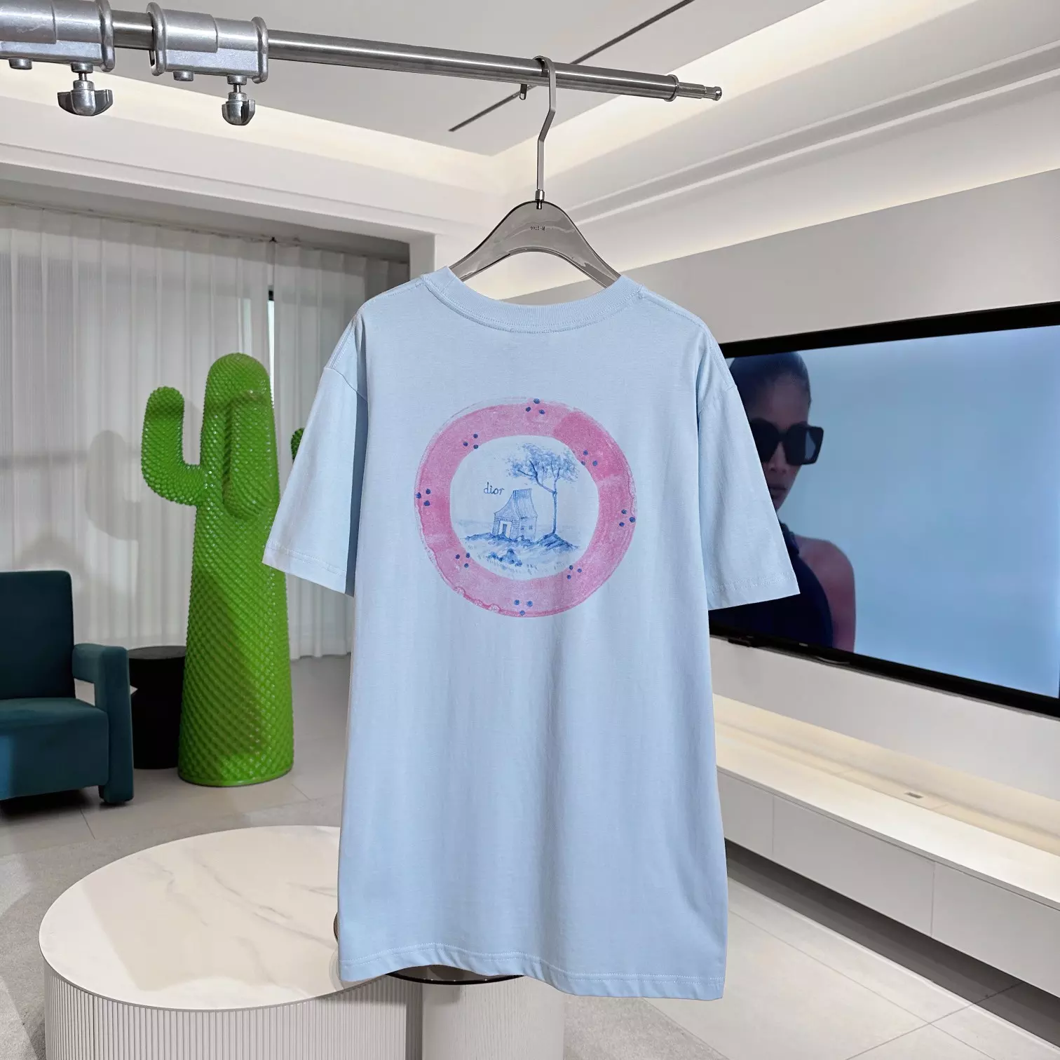 DI0R AND HYLTON NEL T-SHIRT, RELAXED FIT BLUE COTTON JERSEY – DOT055