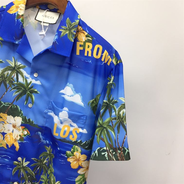 GUCCI PRINTED COTTON POPLIN BOWLING SHIRT – GGS022