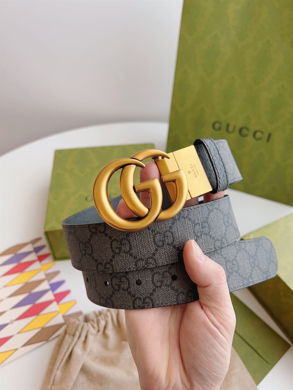 GUCCI LEATHER BELT WITH DOUBLE G – GB031