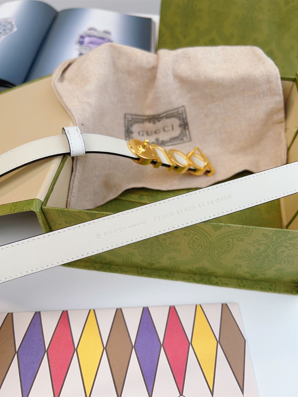 GUCCI BUCKLE THIN BELT WHITE LEATHER – GB023