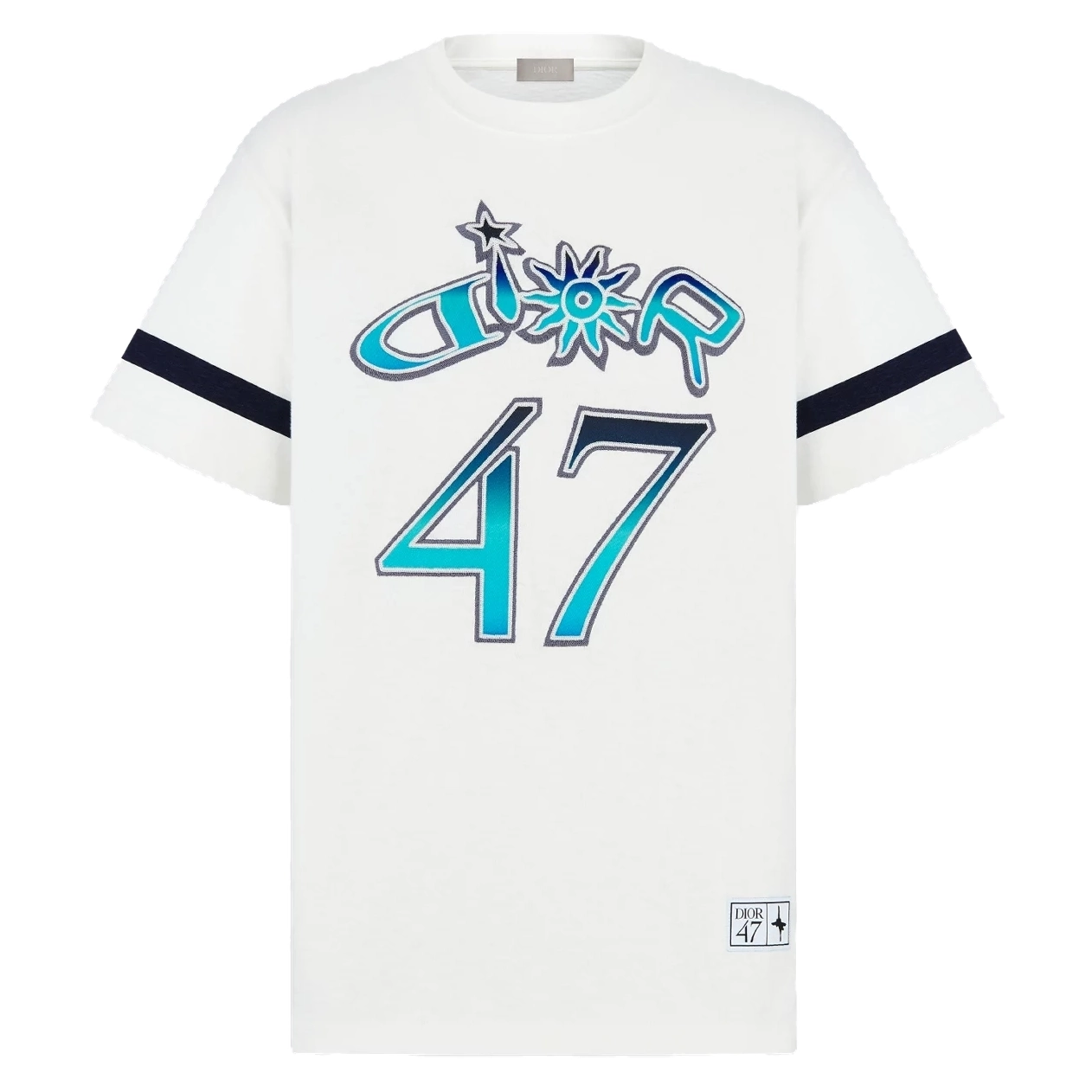 DIOR AND LEWIS HAMILTON T-SHIRT RELAXED FIT WHITE SLUB COTTON JERSEY – DOT028