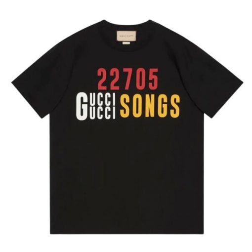 GUCCI ‘22705’ GUCCI SONGS’ PRINT T-SHIRT BLACK – GGS034