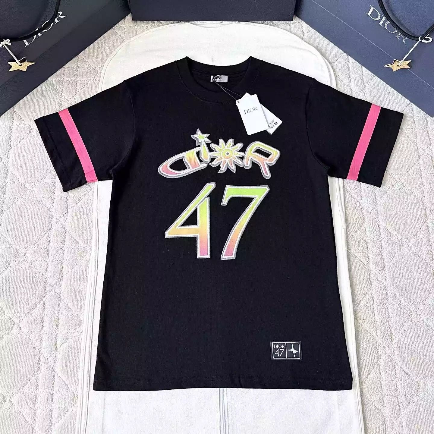 DIOR AND LEWIS HAMILTON T-SHIRT RELAXED FIT BLACK SLUB COTTON JERSEY – DOT027