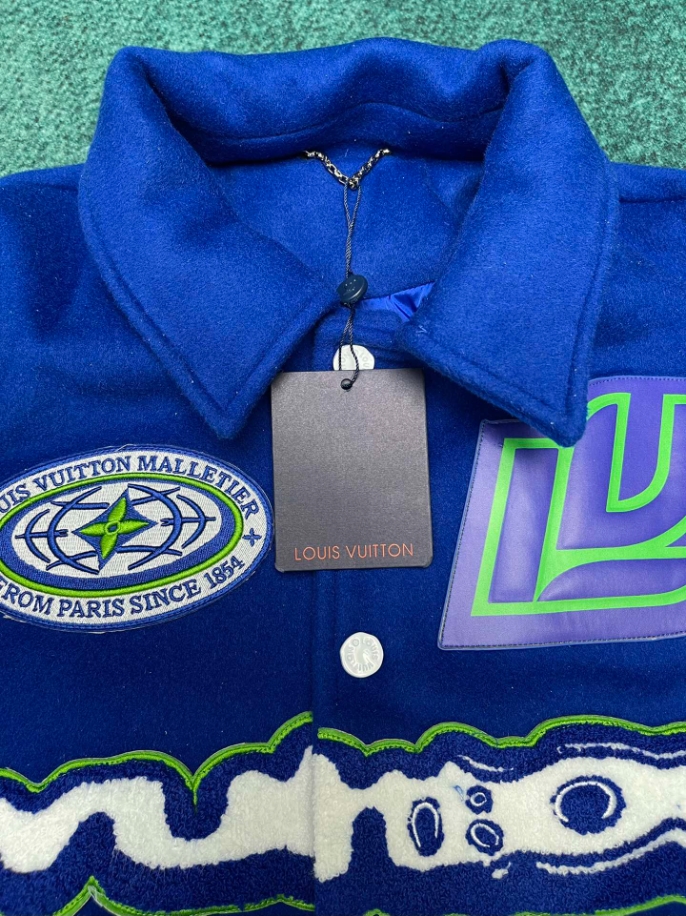 LOUIS VUITTON EMBROIDERED VARSITY BLUE COAT – LVC044
