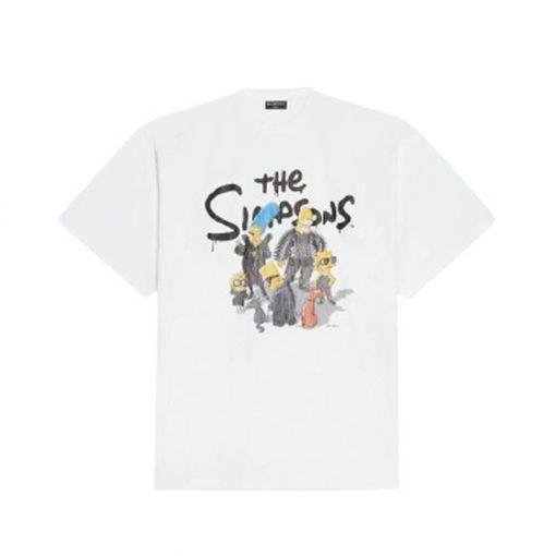 BALENCIAGA MEN’S THE SIMPSONS TM  20TH TELEVISION T-SHIRT OVERSIZED IN WHITE – BAS005