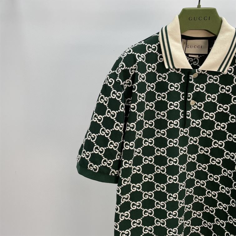 GUCCI NOJUM GG STRECH COTTON POLO IN GREEN – GGS012