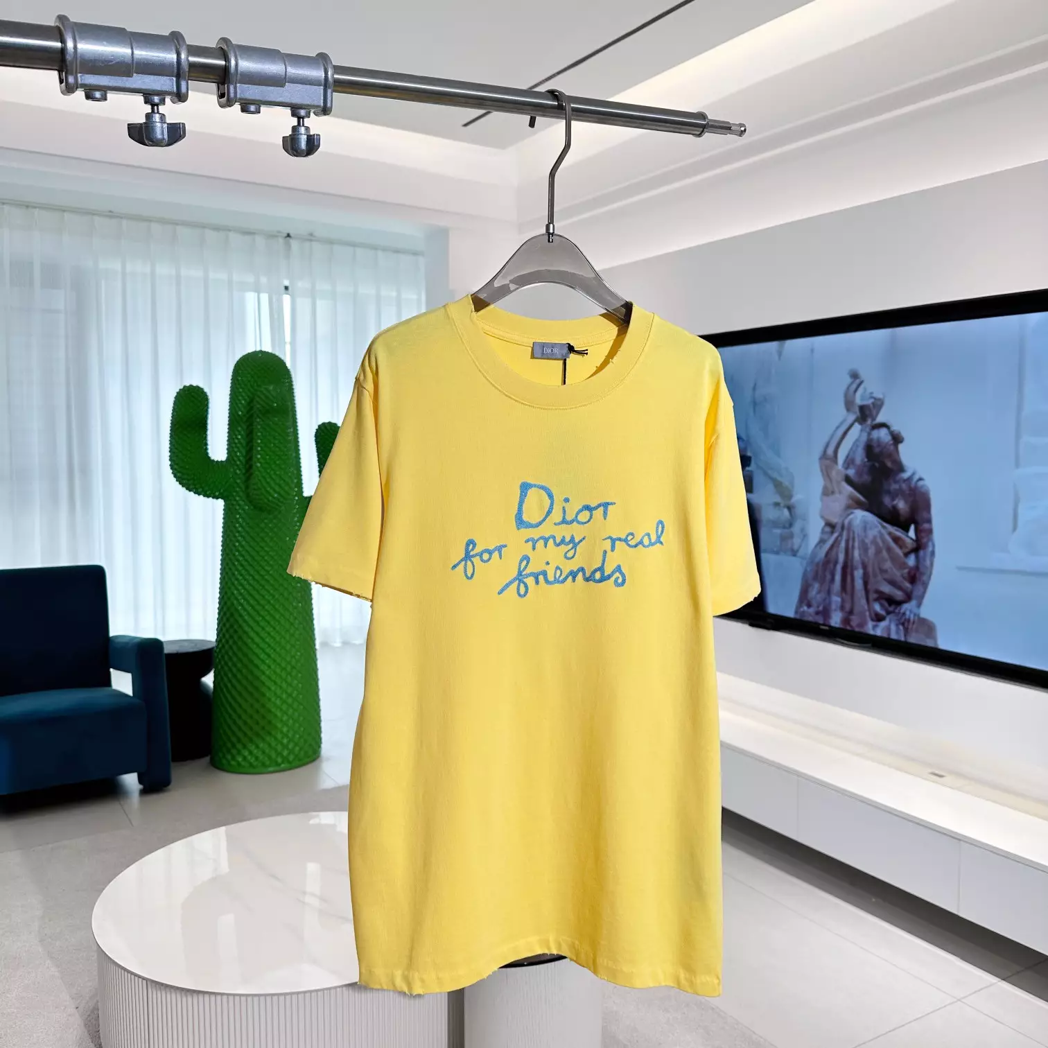 DI0R AND HYLTON NEL T-SHIRT, RELAXED FIT YELLOW COTTON JERSEY – DOT049