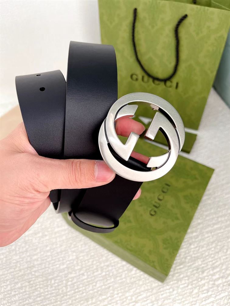 GUCCI LEATHER BELT WITH INTERLOCKING G – GB002